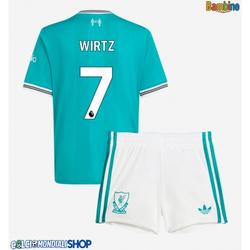 Maglie da calcio Liverpool Florian Wirtz #7 Terza Maglia Bambino 2025-26 Manica Corta + Pantaloni corti)